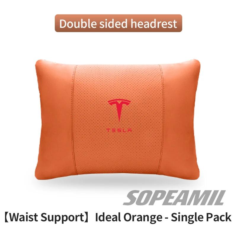 Tesla Cybertruck Model 3 Model Y Model S Model X Car Double-Sided Suede Leather Headrest Neck Support Pillow Seat Waist Cushion
