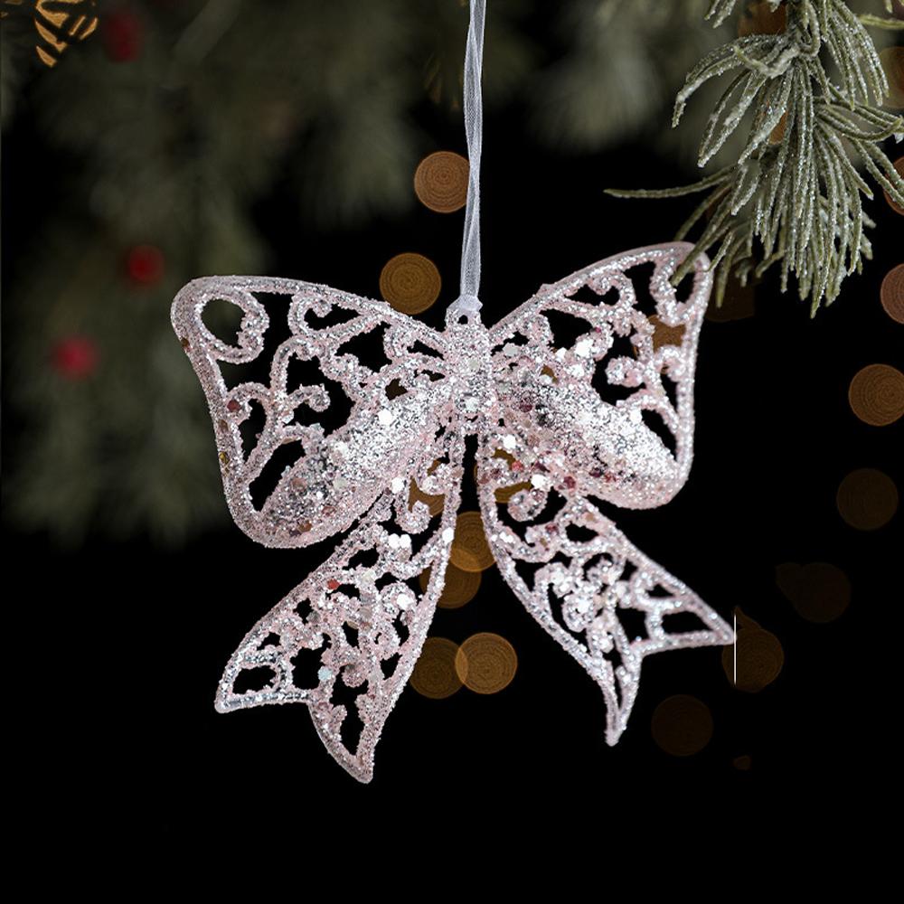 Plastic Christmas Tree Pendant Glitter Artificial Christmas Decoration  Office Decor