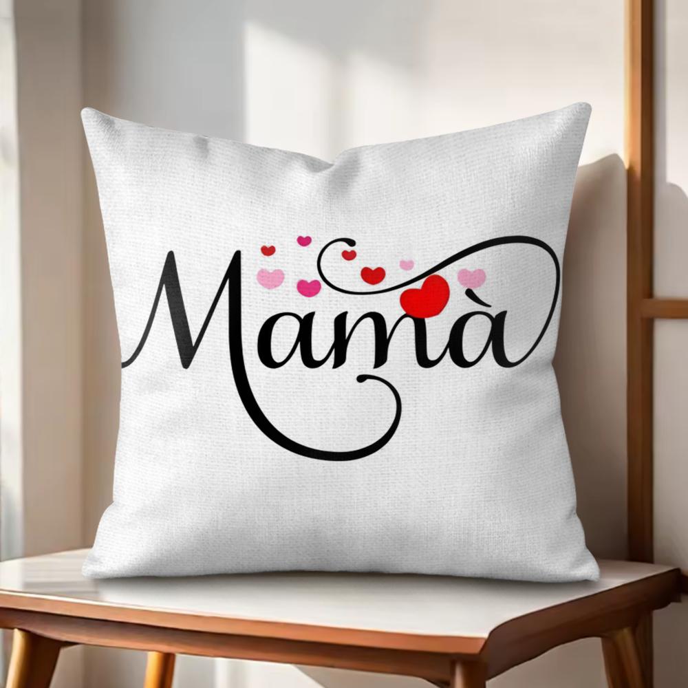 I LOVE MOM Cushion Cover Natural Linen Organic Fabric DoubleSided Printing Couch Pillow Covers Home Decor