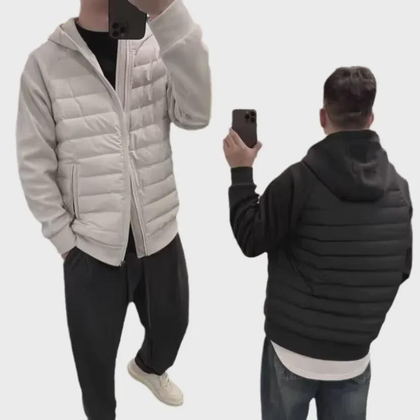 Men's Winter Trendy Hooded Cotton Jacket: Loose Fit, Casual, Solid Color Splicing, Couple Style