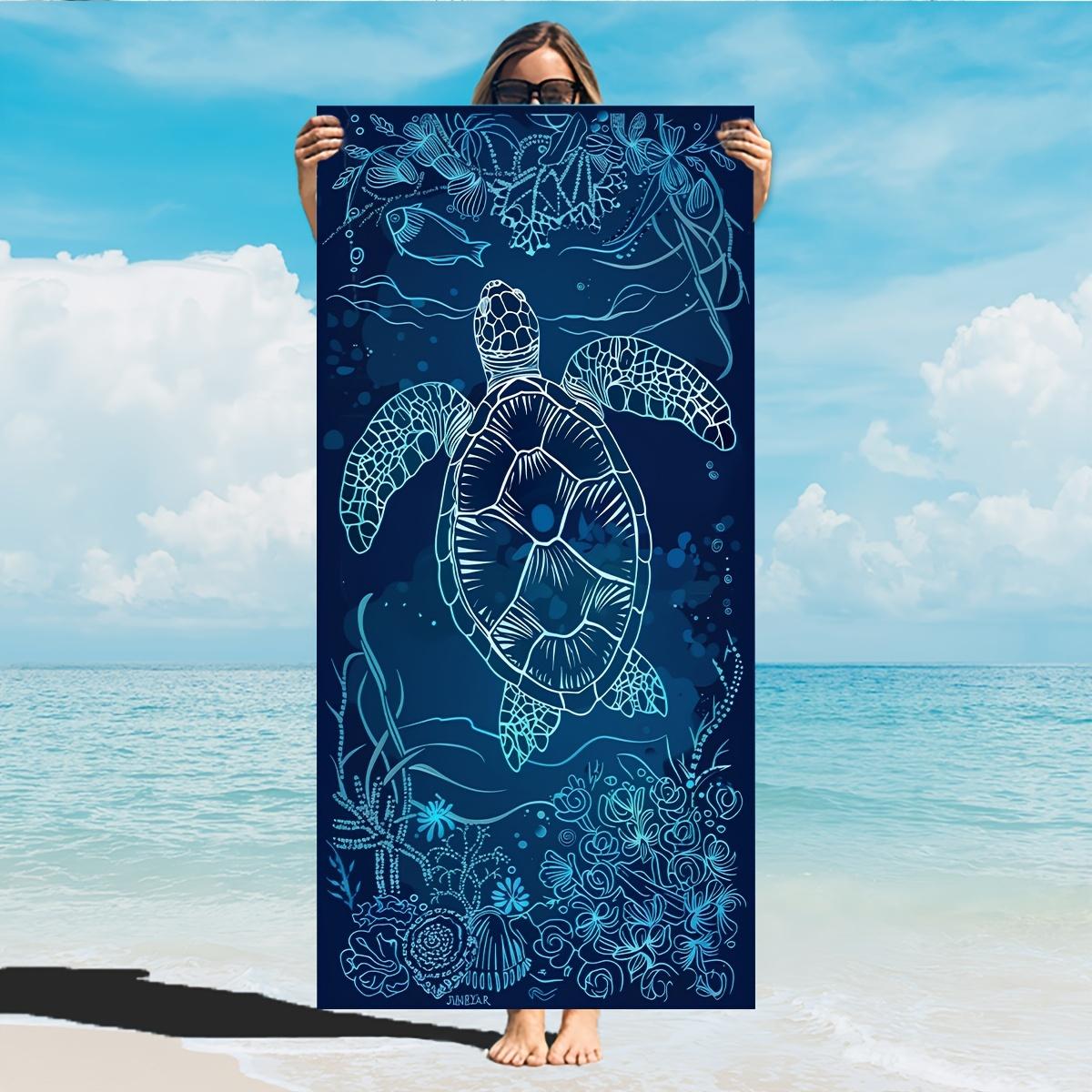 

1pc Bohemian Style Beach Towel,Quick-Dry Microfiber,Sea Turtle & Coral Reef Print,Durable Sunscreen Washable Square Towel W40*H60(CM)