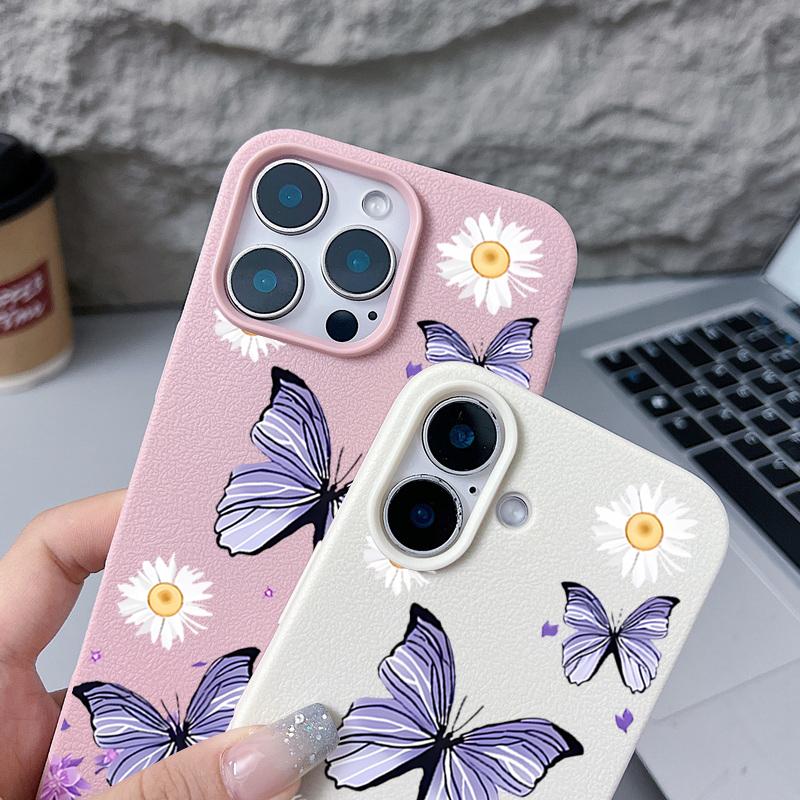 Cartoon Butterfly Flower Case For iPhone 16 Pro Max 15 14 13 12 11 Shockproof Slim Soft Silicone Case Cover