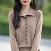 Women S Thick Knit Cardigan Solid Color Long Sleeve Button Closure Casual Sweater