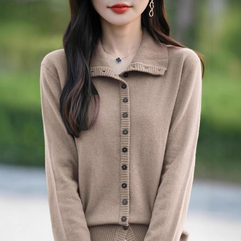 Women S Thick Knit Cardigan Solid Color Long Sleeve Button Closure Casual Sweater