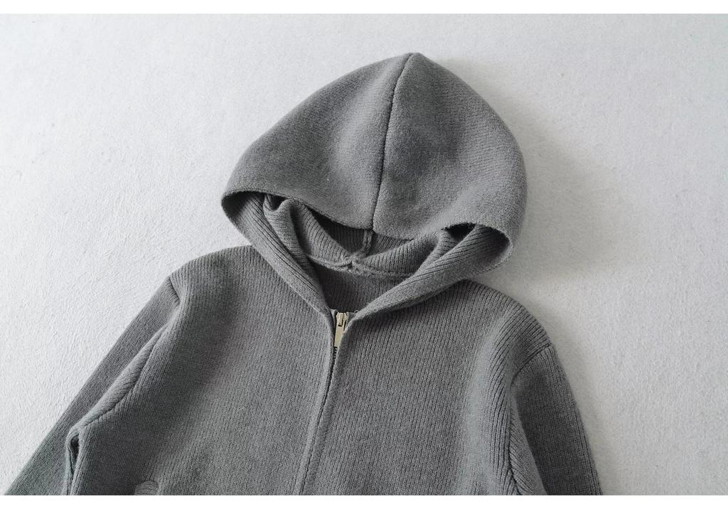 2025 Stilvoller Damen-Strickjacke mit Kapuze und Reißverschluss - Lässig, Lockerer Schnitt, Vielseitiges Design