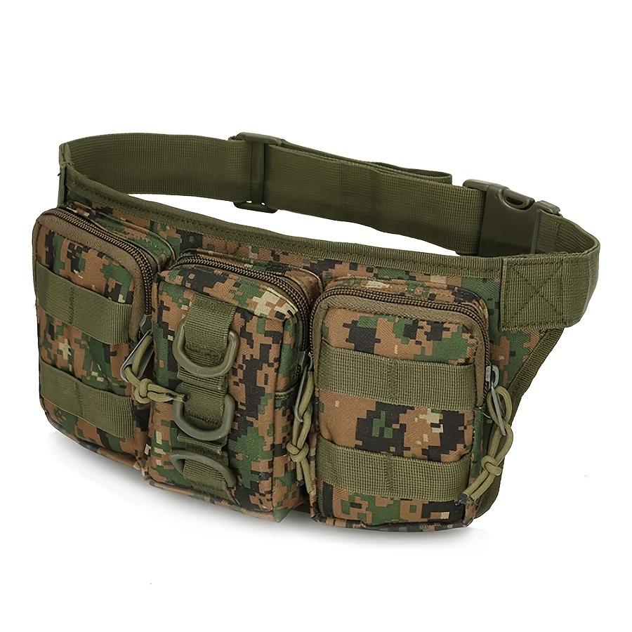 Men's Tactical Waist Bag with System, Hands-Free Outdoor Pack for Camping Hiking Hunting, Durable Nylon Survival Gear