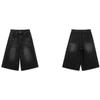 RogueWave Y2k Retro Damen Low Rise Jorts Gebürsteter Schwarzer Waschung Cropped Baggy Jeans Weites Bein Ausgefranster Denim Kurze Hosen Acubi Mode