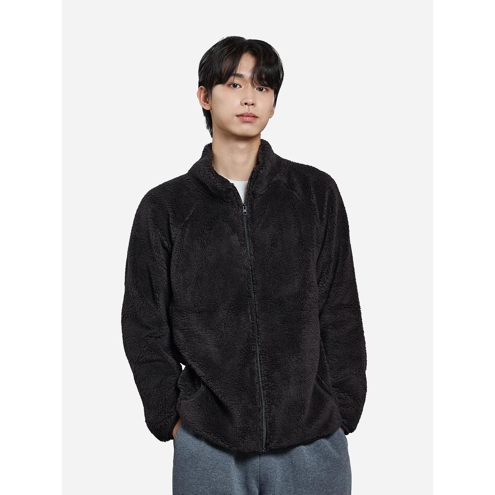 Daiso [common] Fluffy Long Sleeve Fleece Zip Up M.xl Black