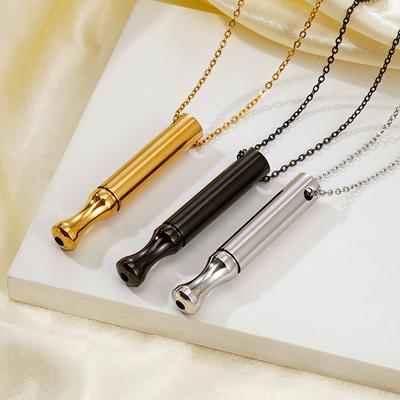 Cross-Border Yoga Meditation Whistle Necklace, Stainless Steel Breathing Regulation Mindfulness Decompression Cylinder Jewelry Necklace