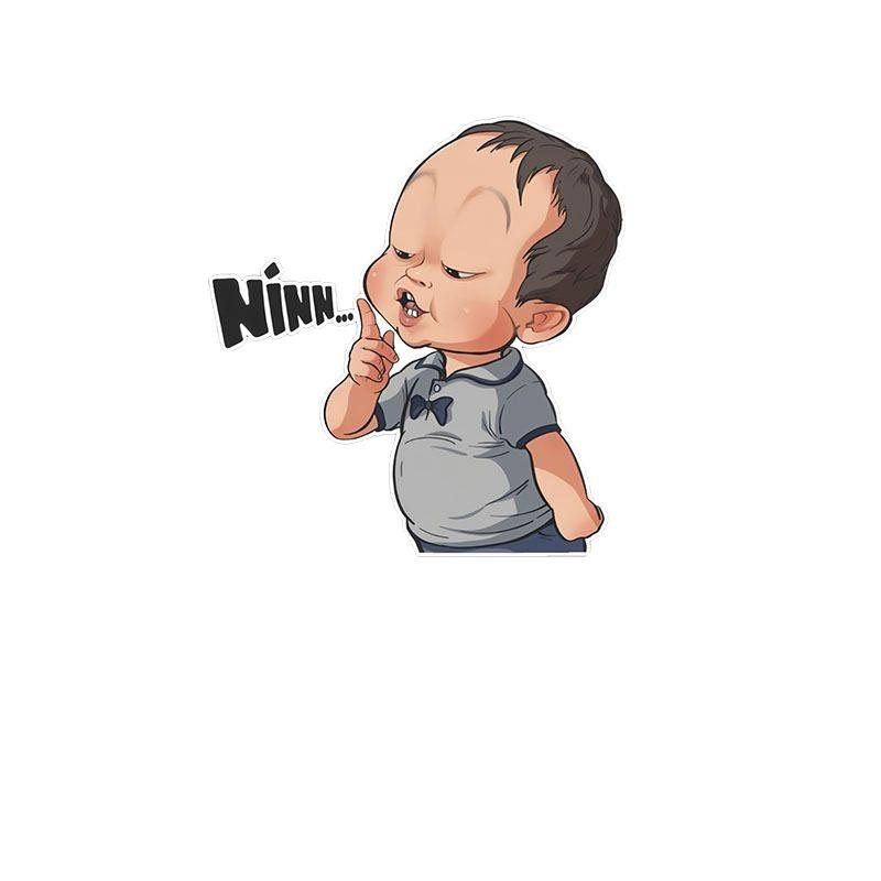 2Pcs Waterproof Funny Car Decal 10X10Cm Cartoon Baby Ninn Vinyl Sticker For Auto Laptop Helmet Bumper Decoration