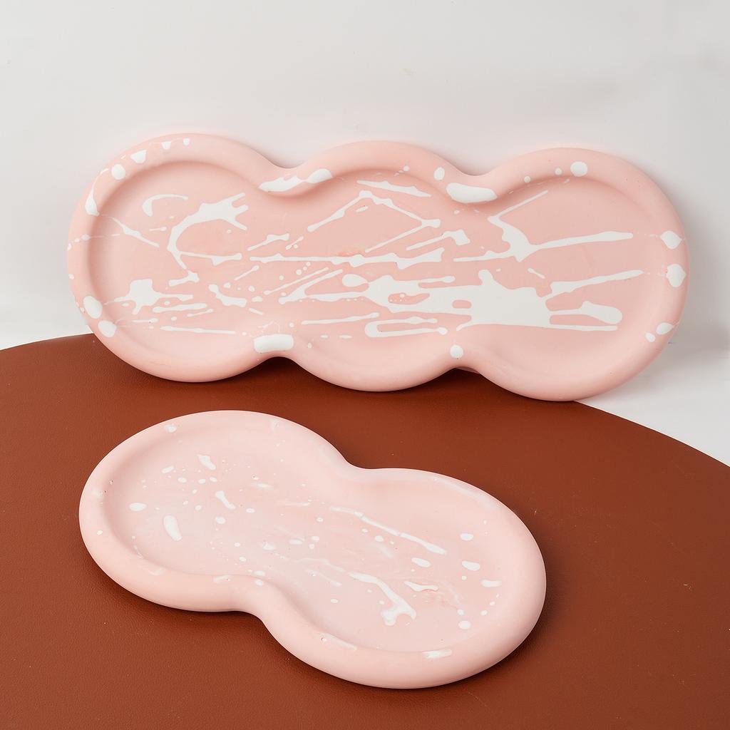 Concrete Triple Circular Tray Silicone Mold DIY Coaster Craft Making Plaster Resin Jewelry Storage Plate Casting Molds Home Deco