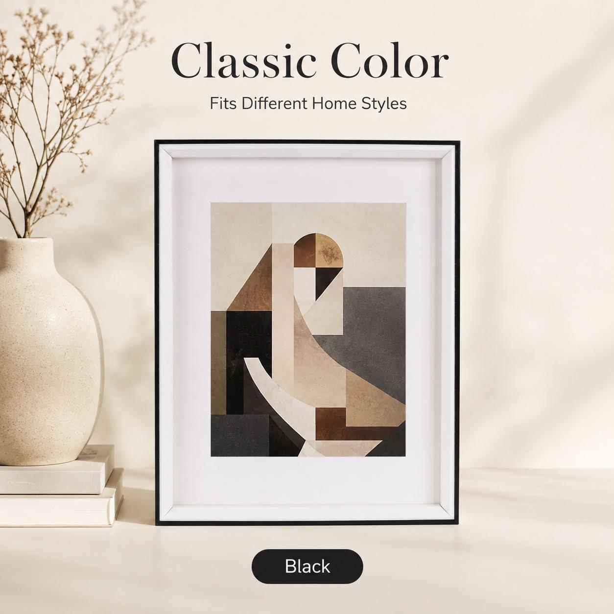 MDF Wood Classic Picture Frame Single Panel Photo Frame Tabletop Wall Mount Modern Home Wall Decor (Black,8*8) чёрный
