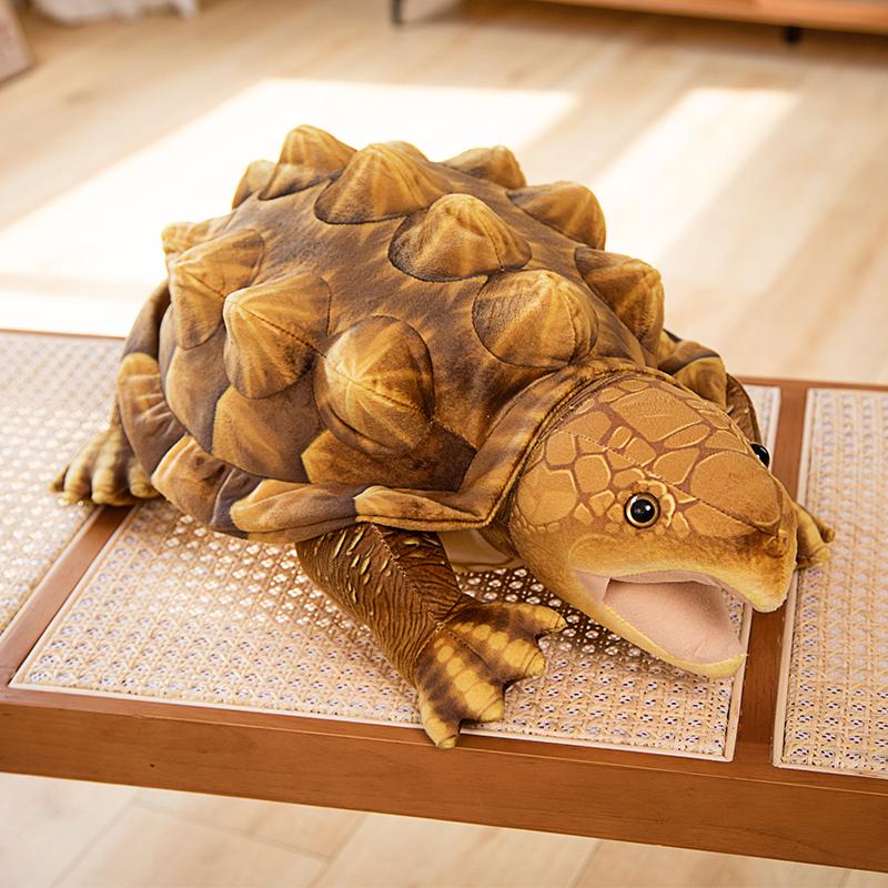 Simulation Alligator Snapper Plush Stuffed Toy Lifelike Turtle Doll Cuddly Plushie Tortoise Animal Toy Birthday Gift