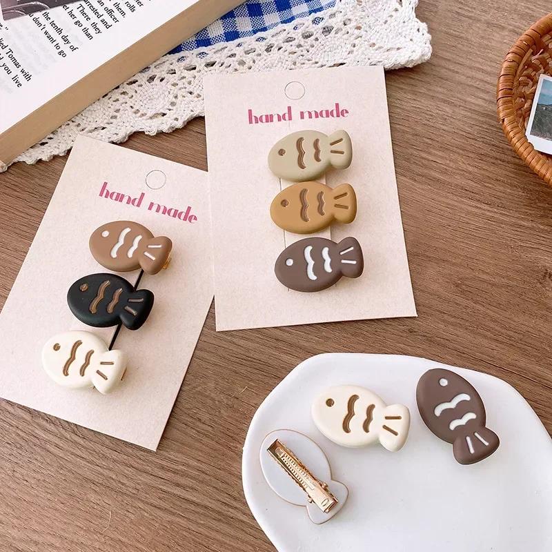 3Pcs Cute Cartoon Small Fish Hairpins Korean Style Sweet Y2k Girls Colorful Mini Hair Clips Hair Accessories