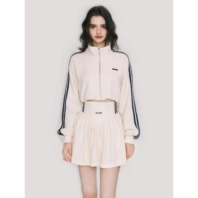 2024 Frühling Amerikanischer Vintage 2-teiliger Rock-Satz Damen Casual Short Hoodie Jacke + Y2k High Waist Sport Minirock Modeanzüge