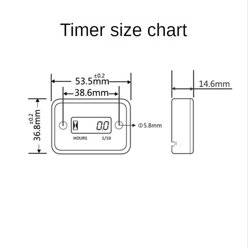 NEW-Waterproof LCD Display Digital Hour Meter Inductive Timer For Bike Motorcycle ATV Snowmobile Engine, Black