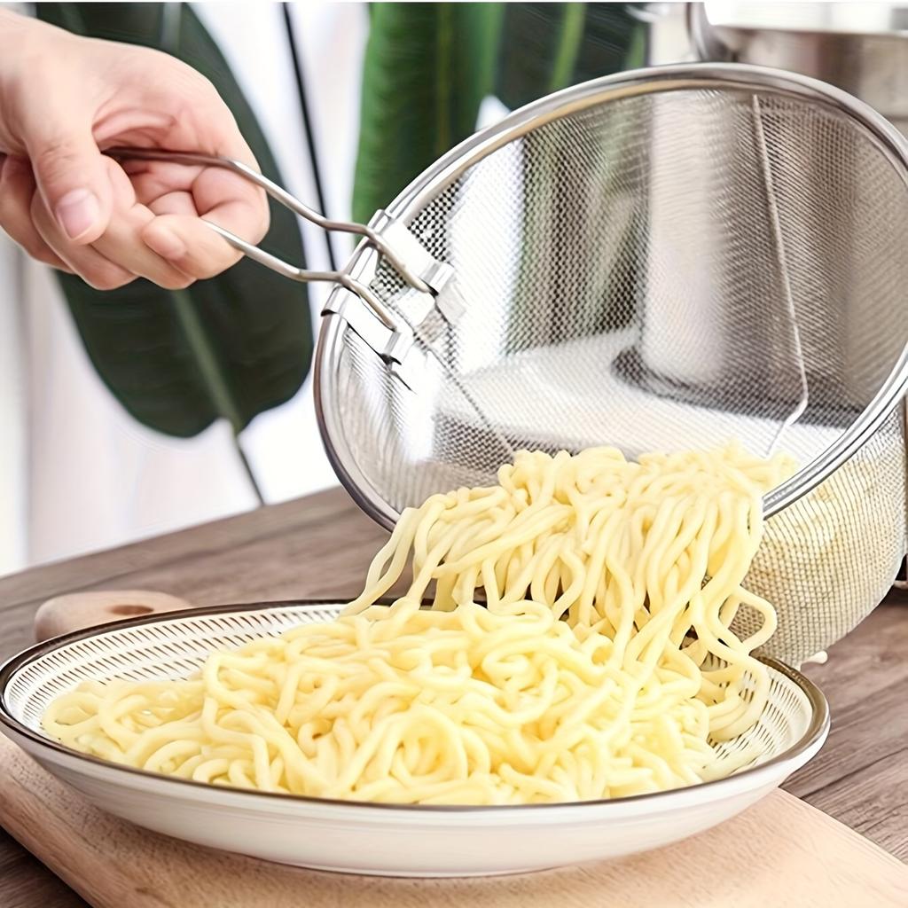 Multifunktionell lo mein-skopa i rostfritt stål, friterad, kök med nätläckage, hopfällbar, förtjockad och hållbar