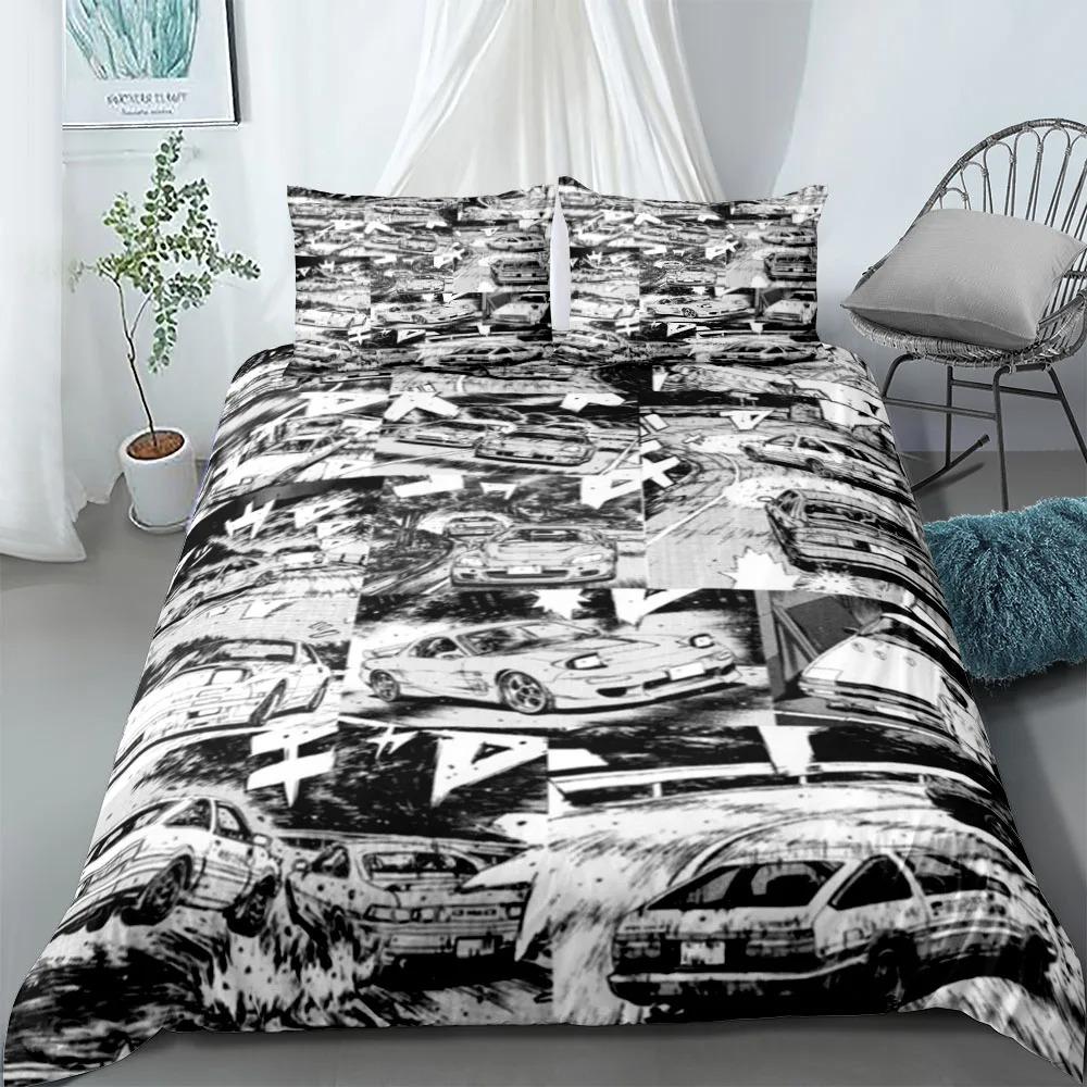 Initial D Comics Duvet Cover Set EU Single Double King US Twin Full Queen Size Bedclothes