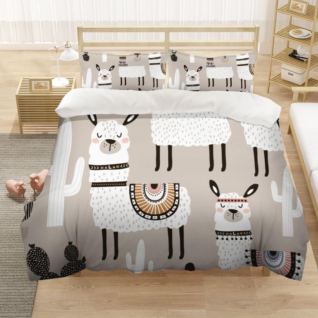 Alpaca Duvet Cover King/Queen Size Alpacas In Love Pattern Bedding Set Black White Argentina Animal 2/3pcs Polyester Quilt Cover