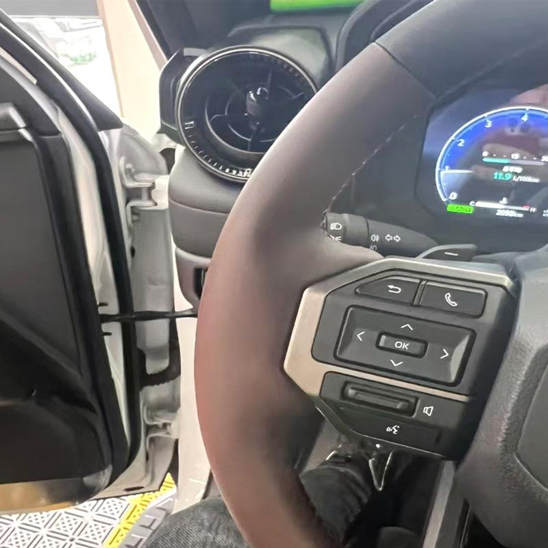 Full Coverage Accessory for Toyota Land Cruiser Prado LC250 2024 2025 Braid Black Leather Interior Car Steering Wheel Cover