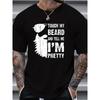 European Sizes TOUCH MY BEARD Print Casual T-shirt, Crew Neck Short Sleeve Men's Clothing For Men
