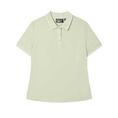 White Fashionable Comfortable Versatile Simple Soft Casual Short Sleeve Polo Shirt Women Tops Herbal-Green F11W523105F-LG