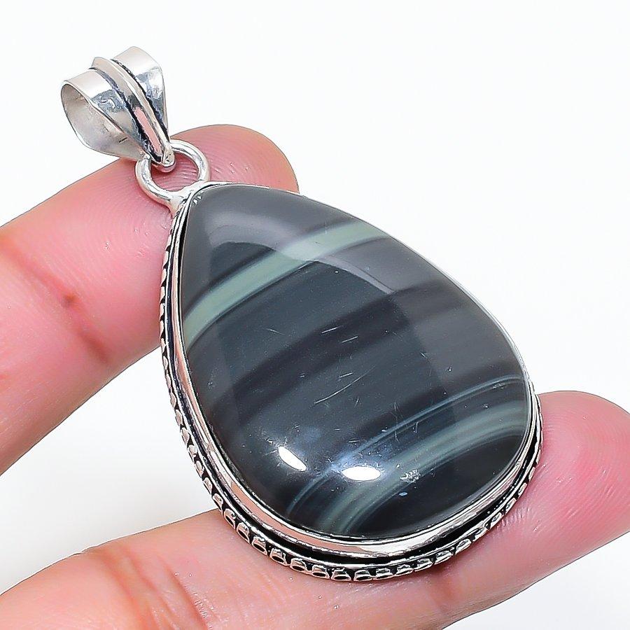 Natural Kambaba Jasper Gemstone 925 Sterling Silver Jewelry Pendant 2.01  AP-15580