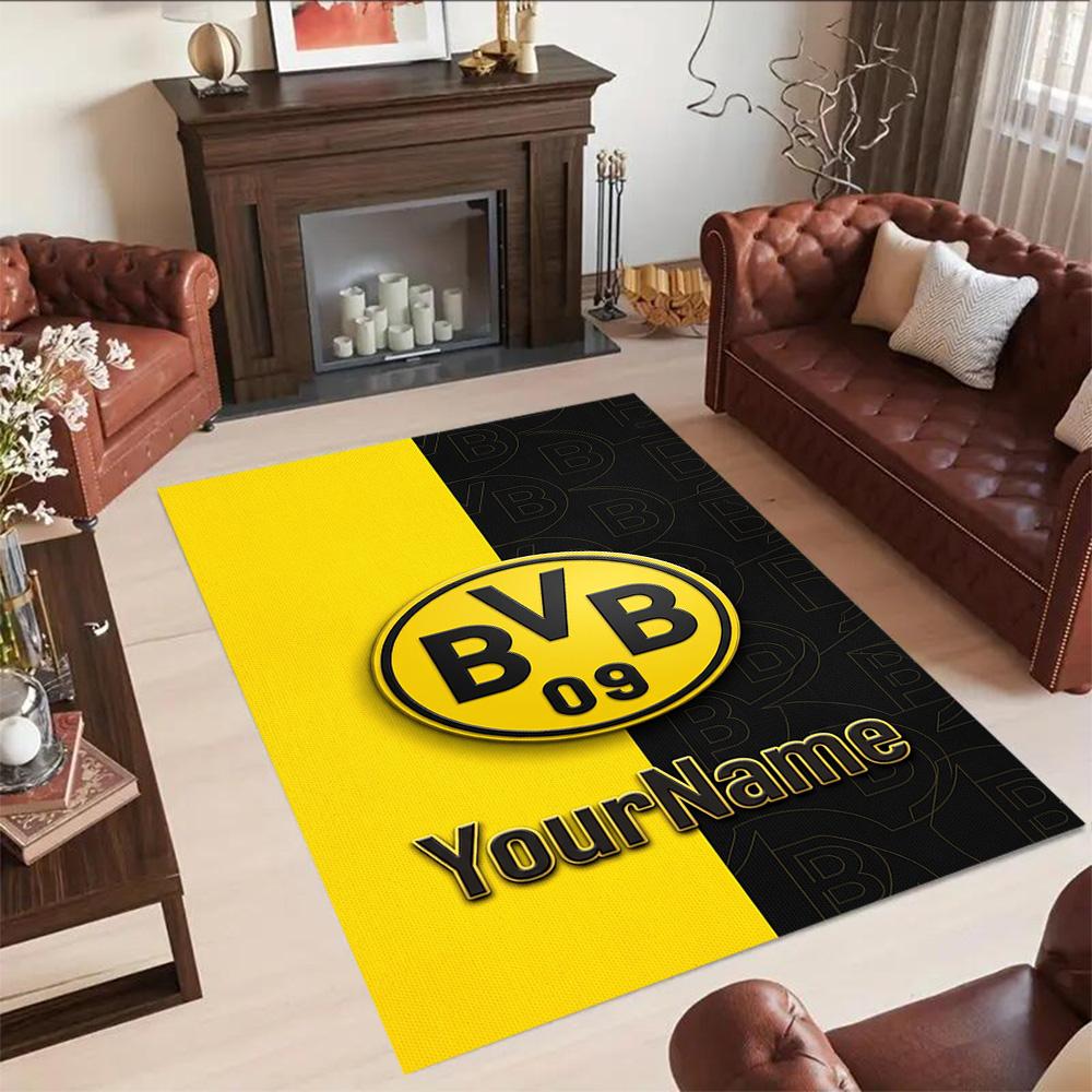 Borussia Dortmund Personalized Name Floor Rug Office Rug Perfect for Hallway Dining Room Dormitory Playrooms Antislip Carpet Decorate Offices