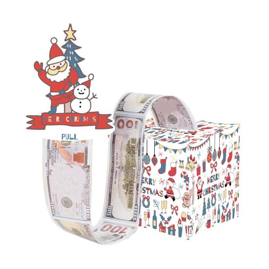 Christmas Money Box Pull-out Cash Gift Box DIY Holiday Money Gift Box with Transparent Bags Christmas Money Holder Pull Box for Kids Adults