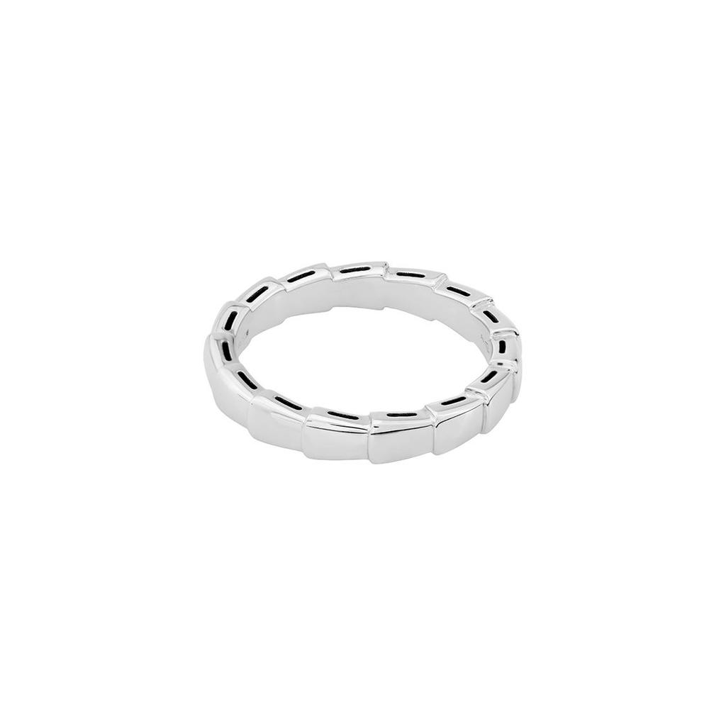 Bvlgari Serpenti Viper Kollektion 8K Weißgold Schlanker schlichter Goldring Unisex-Ringe AN856869