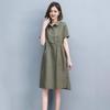 Solid Color Loose Casual Waist Slimming Plus Size Women's Dress Mom