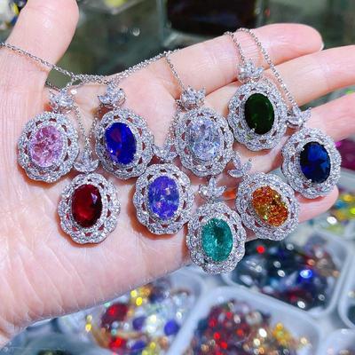 European & American Style Colored Zircon Pendant Necklace - Classic, Elegant Female Fashion Design