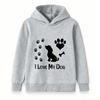 Kids Boys Girls 100% Cotton Crew Neck Short Sleeve T-Shirt, I Love My Dog Paw Print Heart Bone Pattern Casual Soft Tee for Children Daily Wear Puppy L