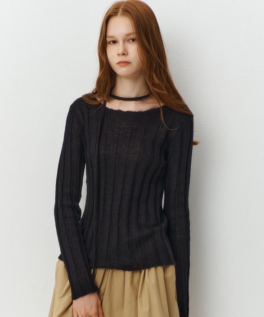 RAVEROUS String Boat Neck Knit_Black