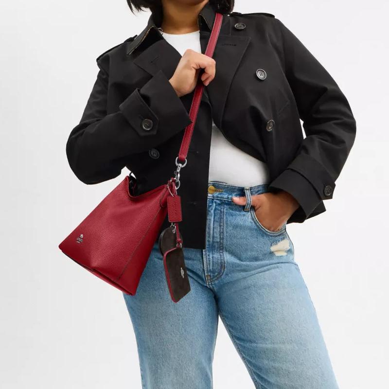 Coach Laurel 31 Metallic Logo Mirror Small Bag Decoration Shoulder Crossbody Bag Pebble Leather Tote Large Women Bags Walnut CBI94-SVY30