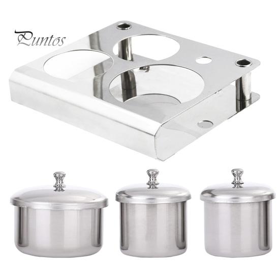 

1 комплект чашек для стерилизации ногтей, прочный антикоррозийный набор из нержавеющей стали со стабильной полкой, легко открывающаяся крышка, маникюрные инструменты серебряный