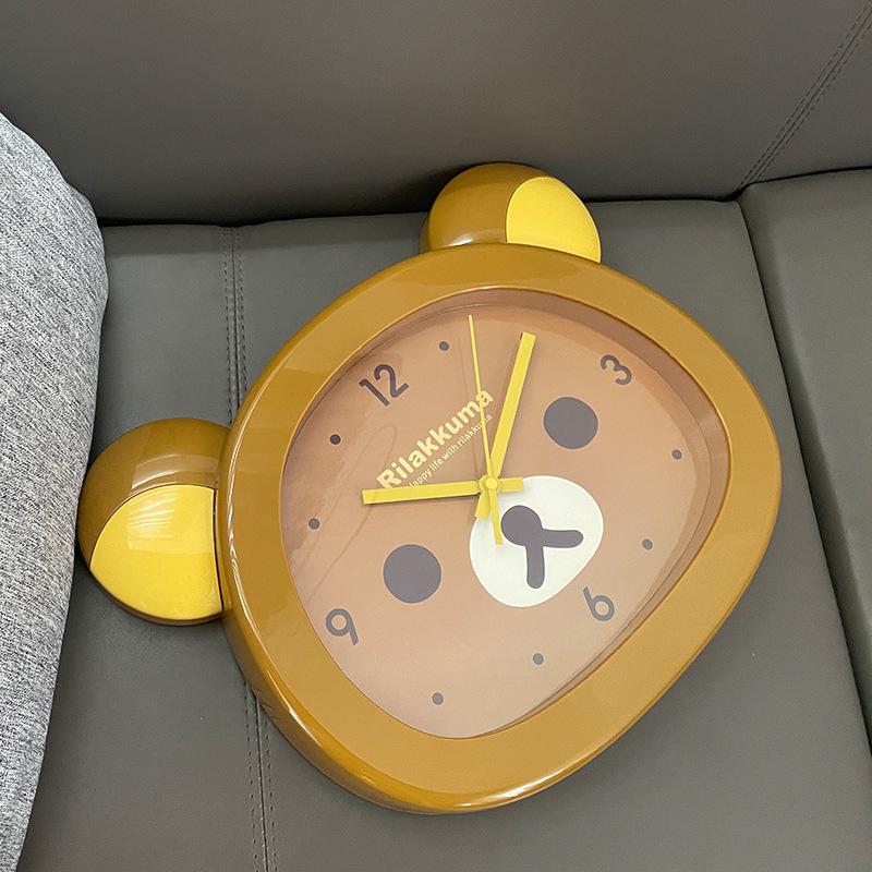 

Cute Bear Cartoon Silent Wall Clock for Kids Room or Nursery Pink White (Black Hands Only)