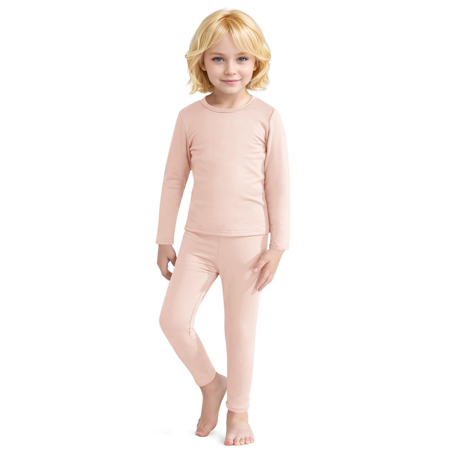 

Детская однотонная теплая немецкая флисовая нижняя рубашка, детская домашняя одежда, комплект из двух предметов 100 бежевый