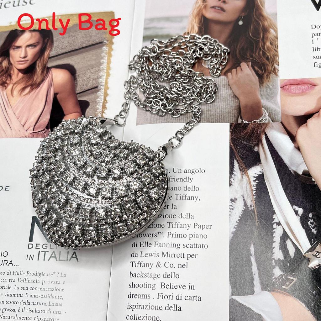 Mini Borsa a Mano a Forma di Cuore d'Amore con Decorazioni di Diamanti Acqua Scintillante per Uso Quotidiano