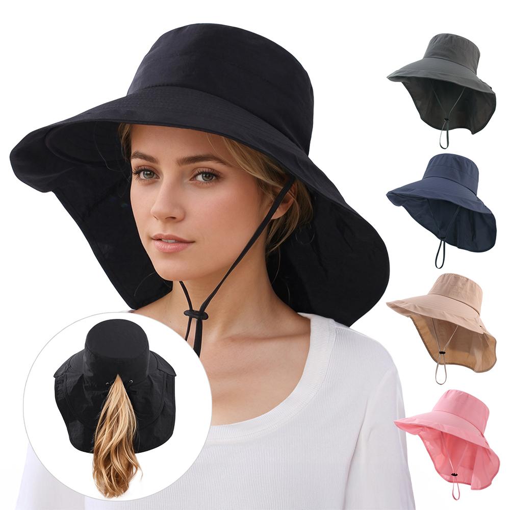 Breathable Outdoor Bucket Hat UV Protection Neck Flap Hat  for Hiking Fishing Travel