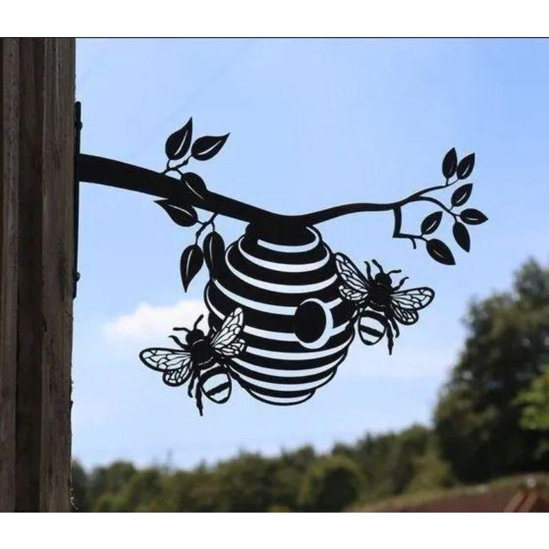 Metal Garden Decor Beehive 40x30 cm Black Antique Iron