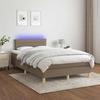Exclusive House - Slatted Bed Base Mattress and LED Taupe 120x190 Cm Fabric