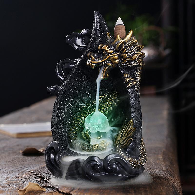 

Головна FengShui Indoor Decor Dragon Backflow Burning Burning Zen Garden Ornament Держатель для пахощів Дим Водоспад Ароматерапевтична Піч червоний