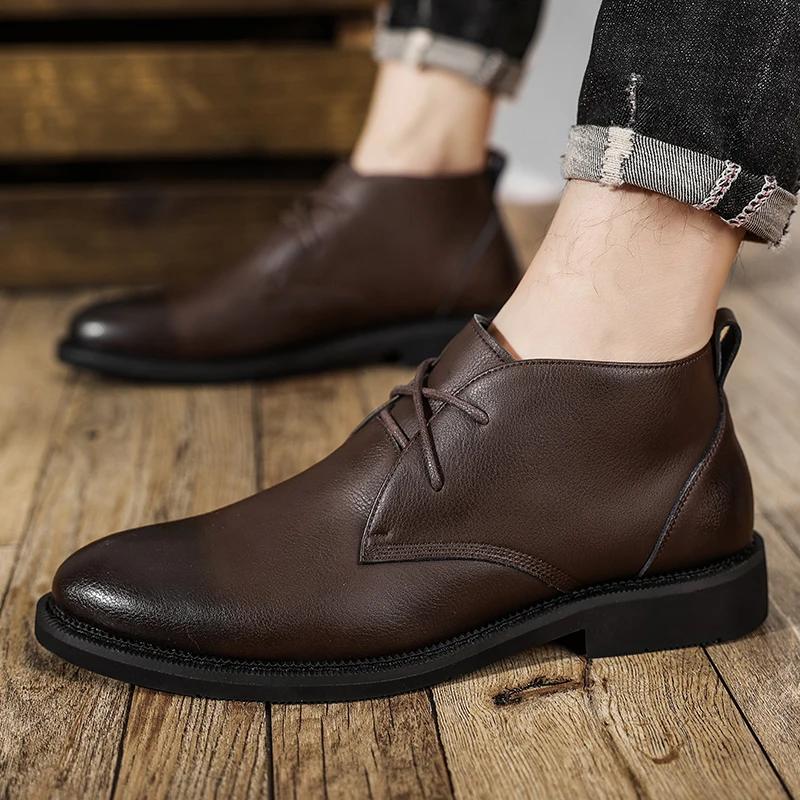 

Модные мужские ботильоны на шнуровке, роскошные, британского стиля, качественные, кожаные, для старшего дизайнера, уличные, броги, деловые, мужские ботинки 44 коричневый