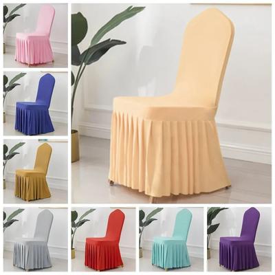 1/ Pcs Wedding Spandex Banquet Chair Covers Skirt Style Decoration Lycra Universal Pleated Hotel Birthday Party Show Ruched Thick