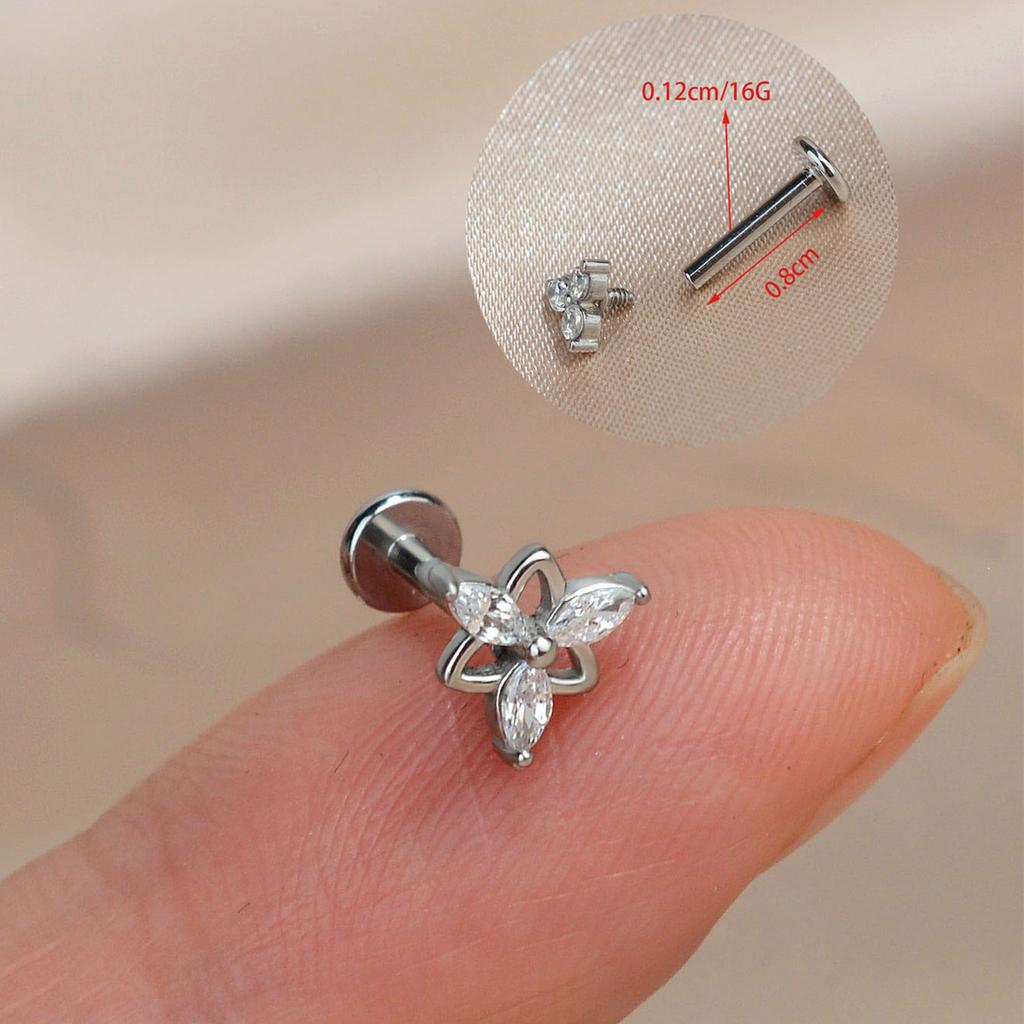1PC Titanium Stainless Steel Earrings Tiny Butterfly Leaf Flat Rook Lobe Cartilage Snug Helix Couch Tragus Labre Piercing 16G