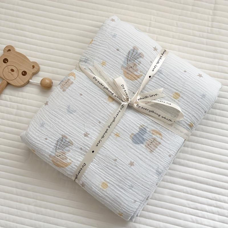 100% Cotton Muslin Gauze Throw Blanket  4 Layer PreWashed, Breathable Soft, Retro Animal Polka Dot Patterns, Yellow,All Season Cozy Blanket for Couch