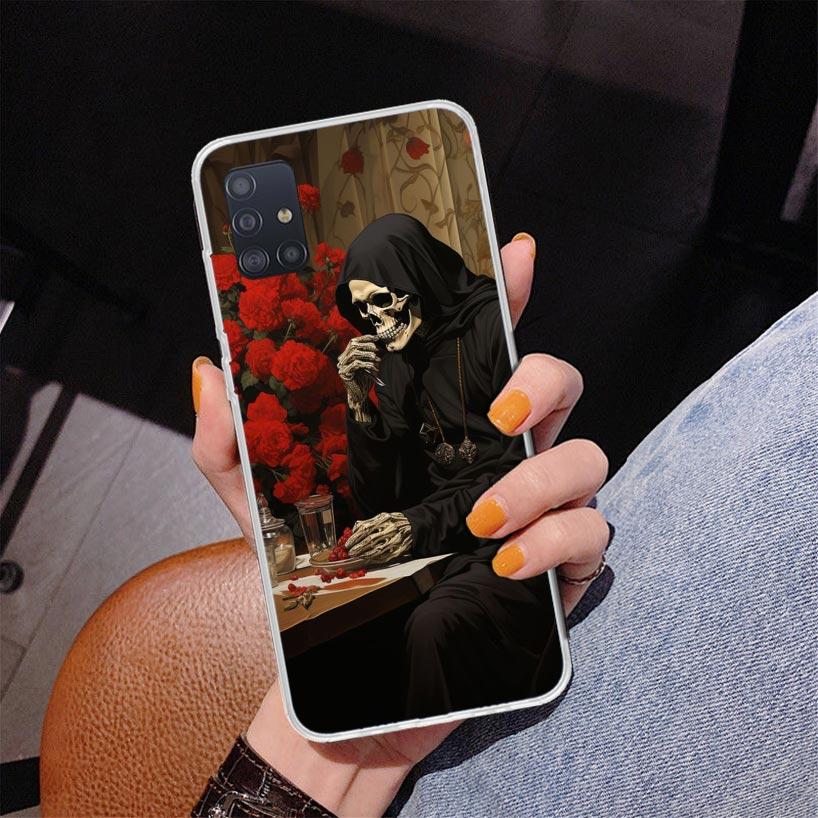 Reaper Skull Skeleton Gun Phone Case For Samsung Galaxy A52 A32 A22 A12 A51 A31 A50S A30S A20S A10S Note 20 Ultra 10 Plus S10 A7