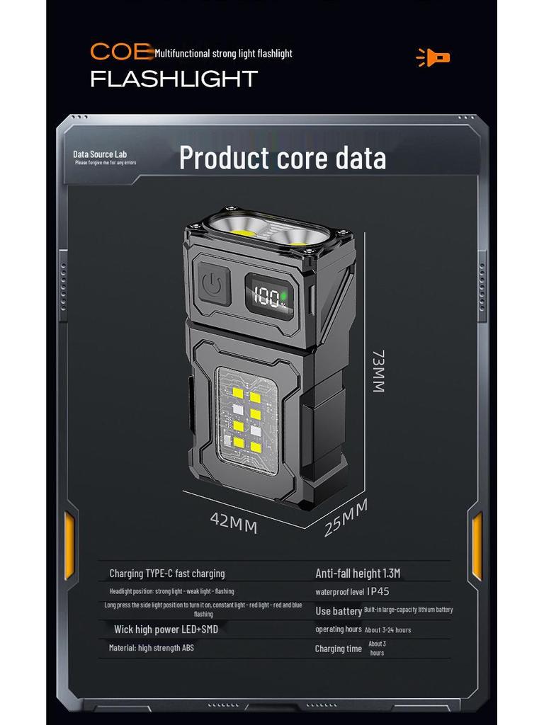 Cross-Border Type-C Keychain Flashlight: High Brightness, Dual Light Source, Mini Outdoor Night Light