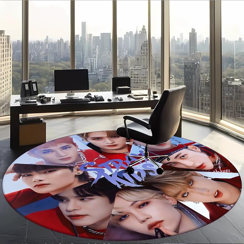 Skz (1) Round Office Rug Decorative Floor Rug for Office Bedroom Living Room and Home Space
